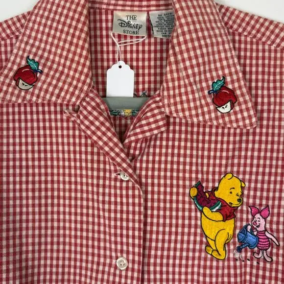 The Disney Store Winnie the Pooh short sleeve camp shirt gingham Medium - Picture 4 of 7